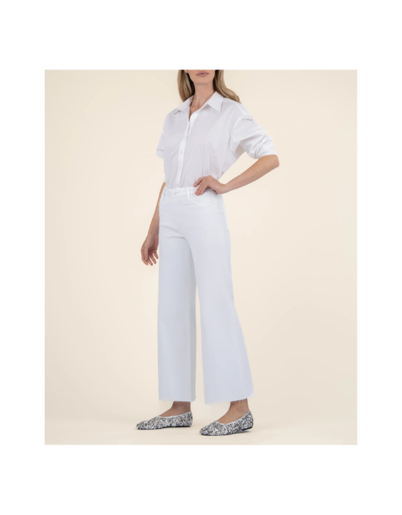Kut from the Kloth Meg Wide Leg Raw in Optic White by Kut from the Kloth