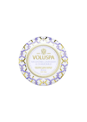 Voluspa Mini Tin Candle in Mountain Lavender & Chamomile by Voluspa