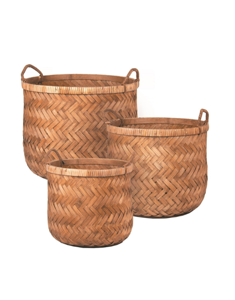 Brown Wicker Baskets with Handles Small