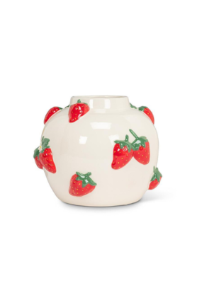 Large Round Strawberries Fruity Vase