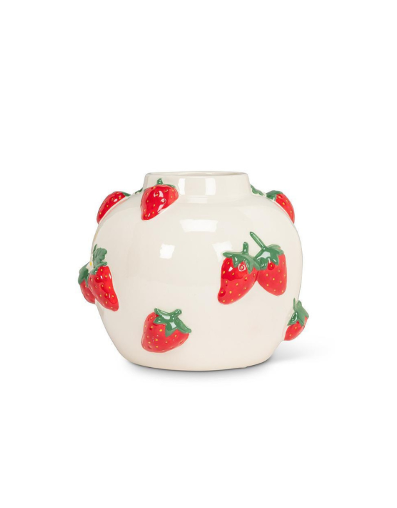 Large Round Strawberries Fruity Vase