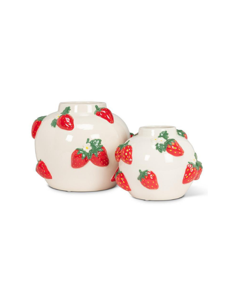 Large Round Strawberries Fruity Vase