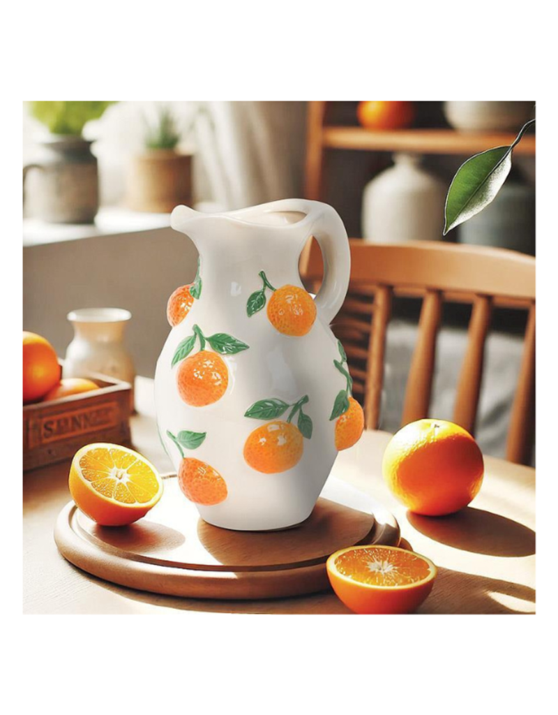 Large Jug Oranges Fruity Vase