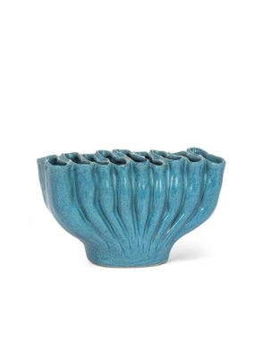 Blue Medium Organic Pleated Vase 4.5"