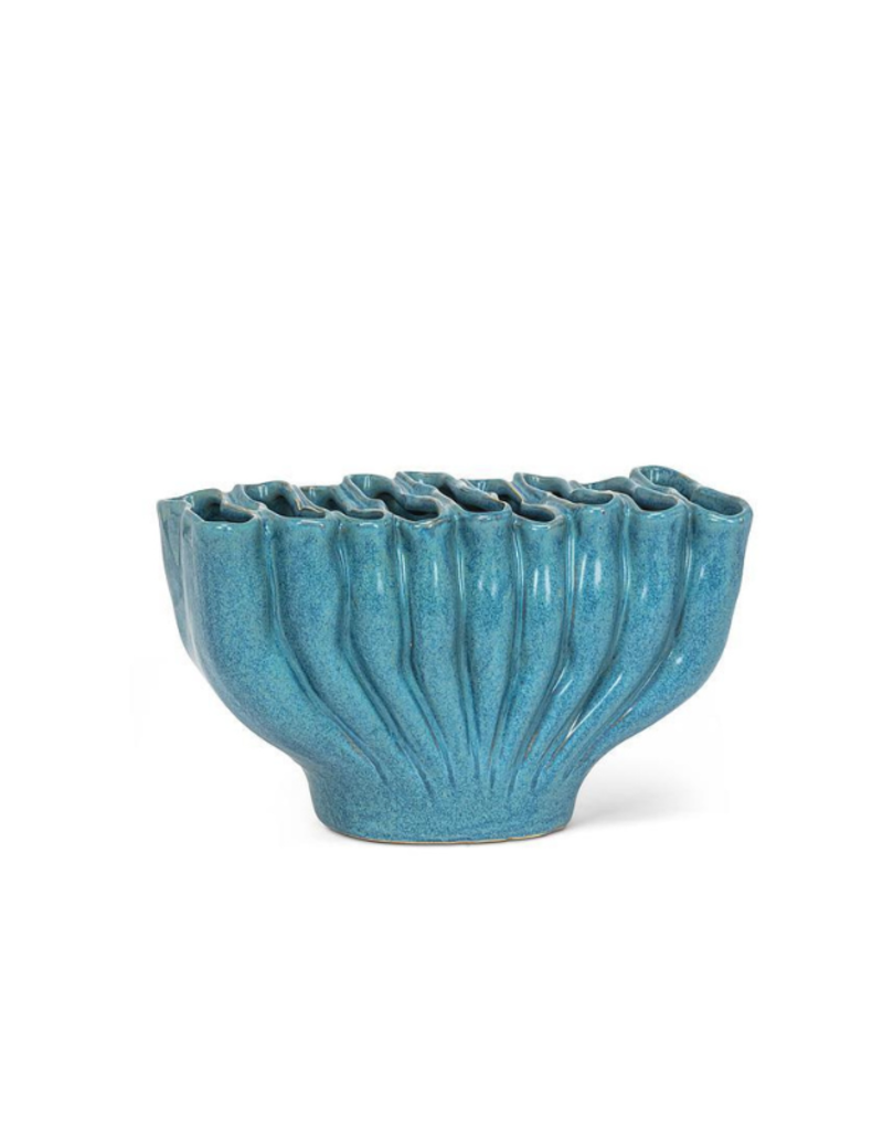 Blue Medium Organic Pleated Vase 4.5"