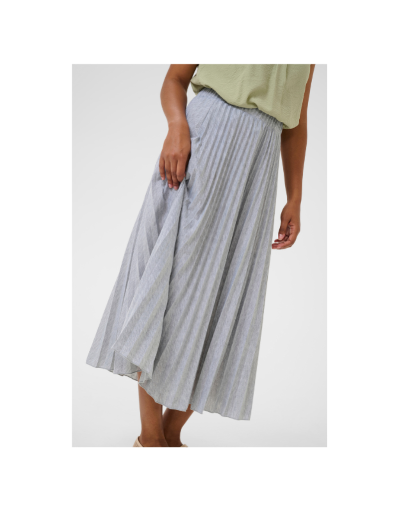 Cream Folo Plisse Skirt in Light Grey Melange by Cream