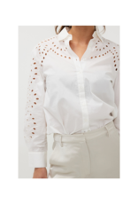 Esqualo Broidery Anglaise Sleeve Blouse in White by Esqualo