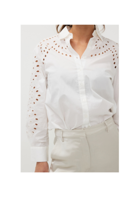 Esqualo Broidery Anglaise Sleeve Blouse in White by Esqualo