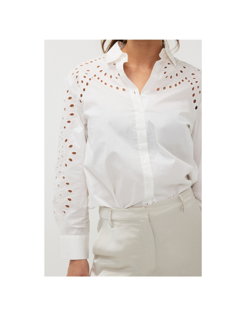 Esqualo Broidery Anglaise Sleeve Blouse in White by Esqualo