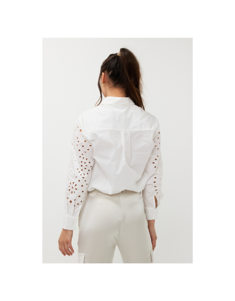 Esqualo Broidery Anglaise Sleeve Blouse in White by Esqualo