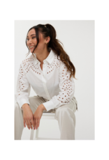 Esqualo Broidery Anglaise Sleeve Blouse in White by Esqualo