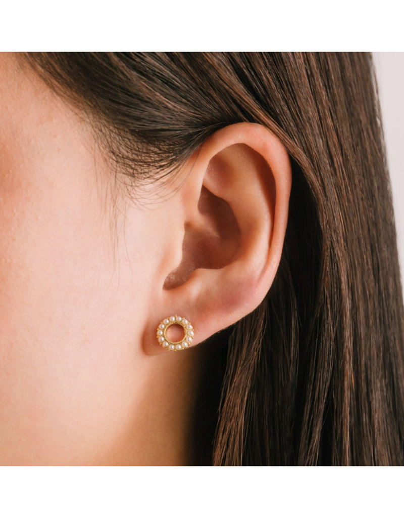Lover's Tempo Kismet Stud Earrings in White Opal by Lover's Tempo