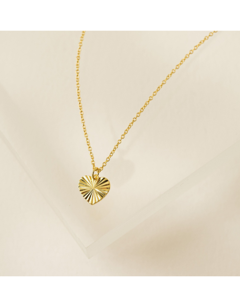 Lover's Tempo Fluted Heart Waterproof Gold Necklace by Lover's Tempo