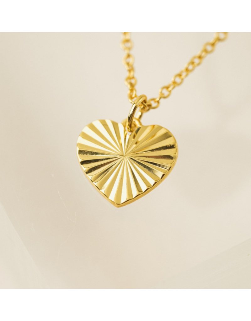 Lover's Tempo Fluted Heart Waterproof Gold Necklace by Lover's Tempo
