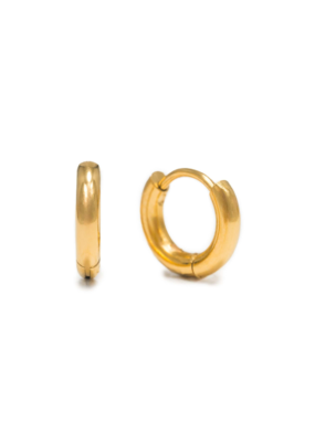 Lover's Tempo Tube 10mm Huggie Waterproof Gold Earrings by Lover's Tempo