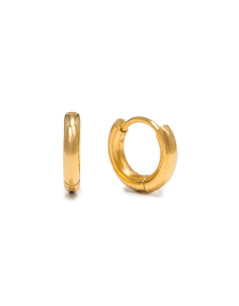 Lover's Tempo Tube 10mm Huggie Waterproof Gold Earrings by Lover's Tempo