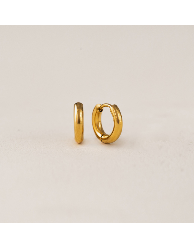 Lover's Tempo Tube 10mm Huggie Waterproof Gold Earrings by Lover's Tempo