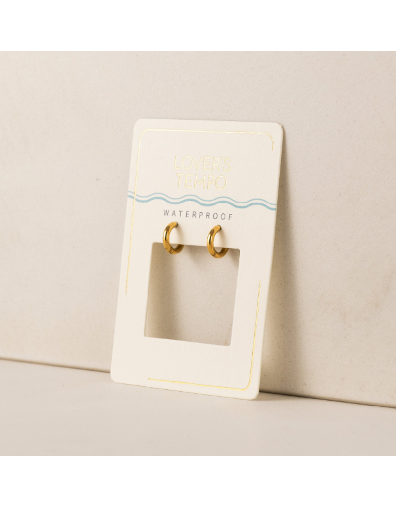 Lover's Tempo Tube 10mm Huggie Waterproof Gold Earrings by Lover's Tempo