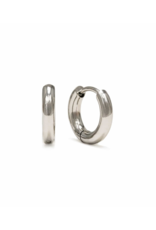 Lover's Tempo Tube 10mm Huggie Waterproof Silver Earrings by Lover's Tempo