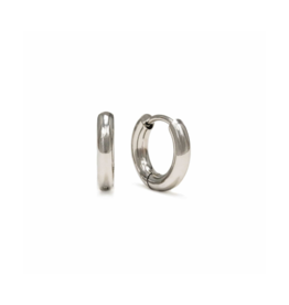 Lover's Tempo Tube 10mm Huggie Waterproof Silver Earrings by Lover's Tempo