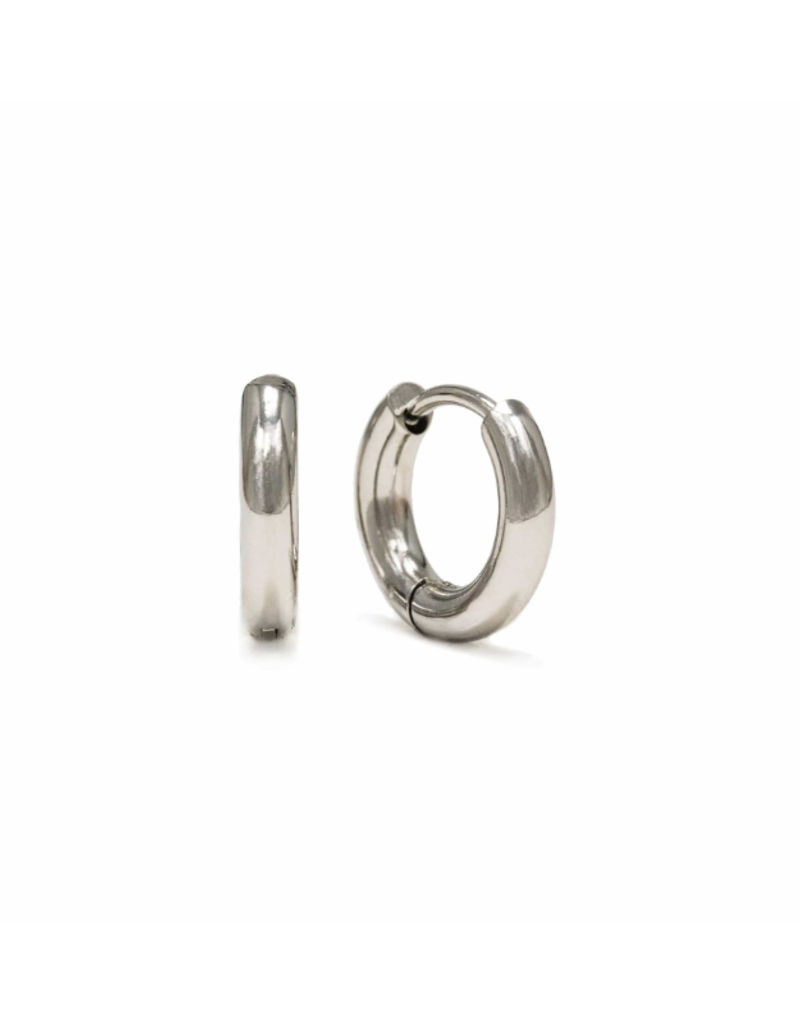 Lover's Tempo Tube 10mm Huggie Waterproof Silver Earrings by Lover's Tempo