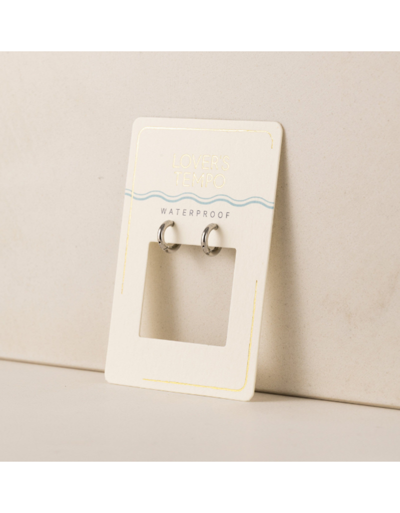 Lover's Tempo Tube 10mm Huggie Waterproof Silver Earrings by Lover's Tempo