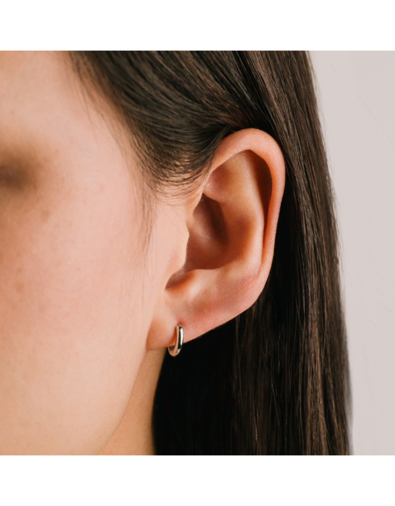 Lover's Tempo Tube 10mm Huggie Waterproof Silver Earrings by Lover's Tempo