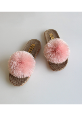 Pom Pom Slide in Pink Shimmer by La-a SOLE