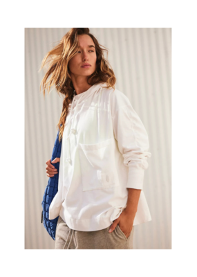 Free People Hot Shot Hooded Layer Coddy in White  by Free People