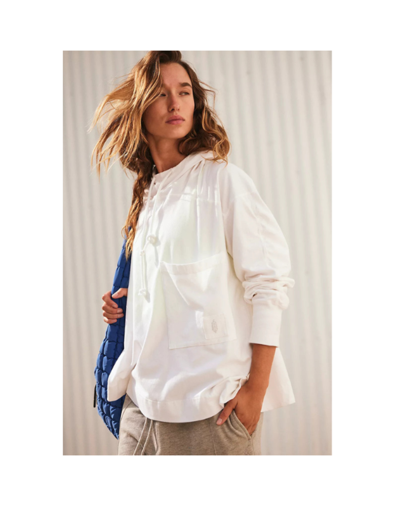 Free People Hot Shot Hooded Layer Coddy in White  by Free People