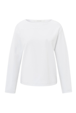 YAYA Long Sleeve Top with Seam in Pure White by YAYA