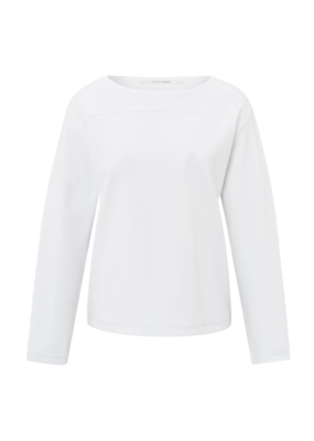 YAYA Long Sleeve Top with Seam in Pure White by YAYA