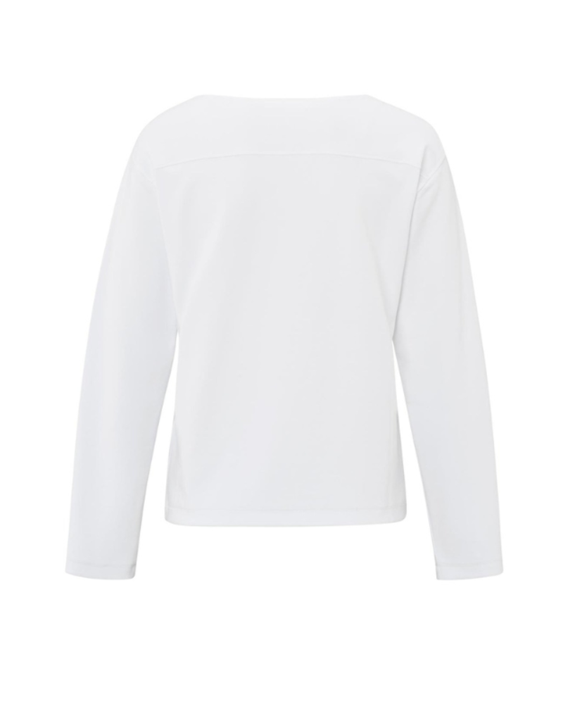 YAYA Long Sleeve Top with Seam in Pure White by YAYA