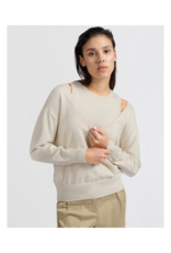 YAYA Deep Round Neck Sweater with Top in Beige Melange by YAYA