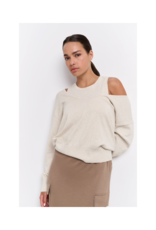 YAYA Deep Round Neck Sweater with Top in Beige Melange by YAYA