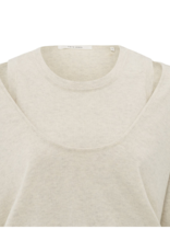YAYA Deep Round Neck Sweater with Top in Beige Melange by YAYA
