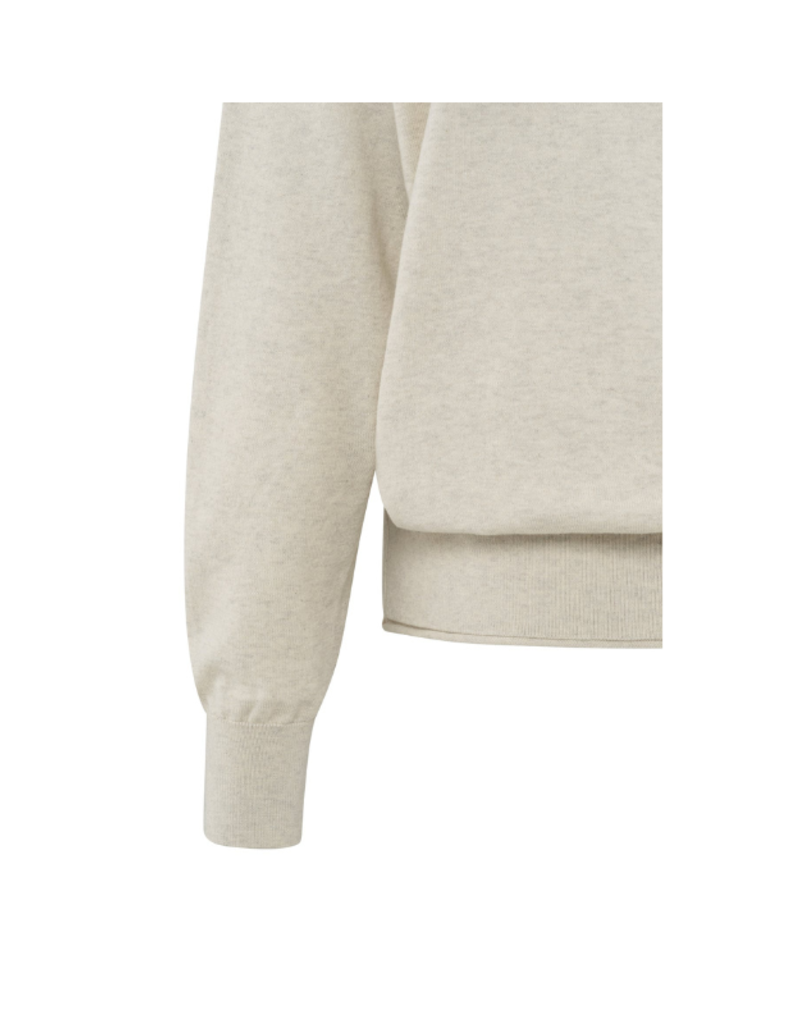 YAYA Deep Round Neck Sweater with Top in Beige Melange by YAYA