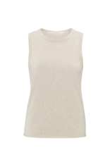 YAYA Deep Round Neck Sweater with Top in Beige Melange by YAYA