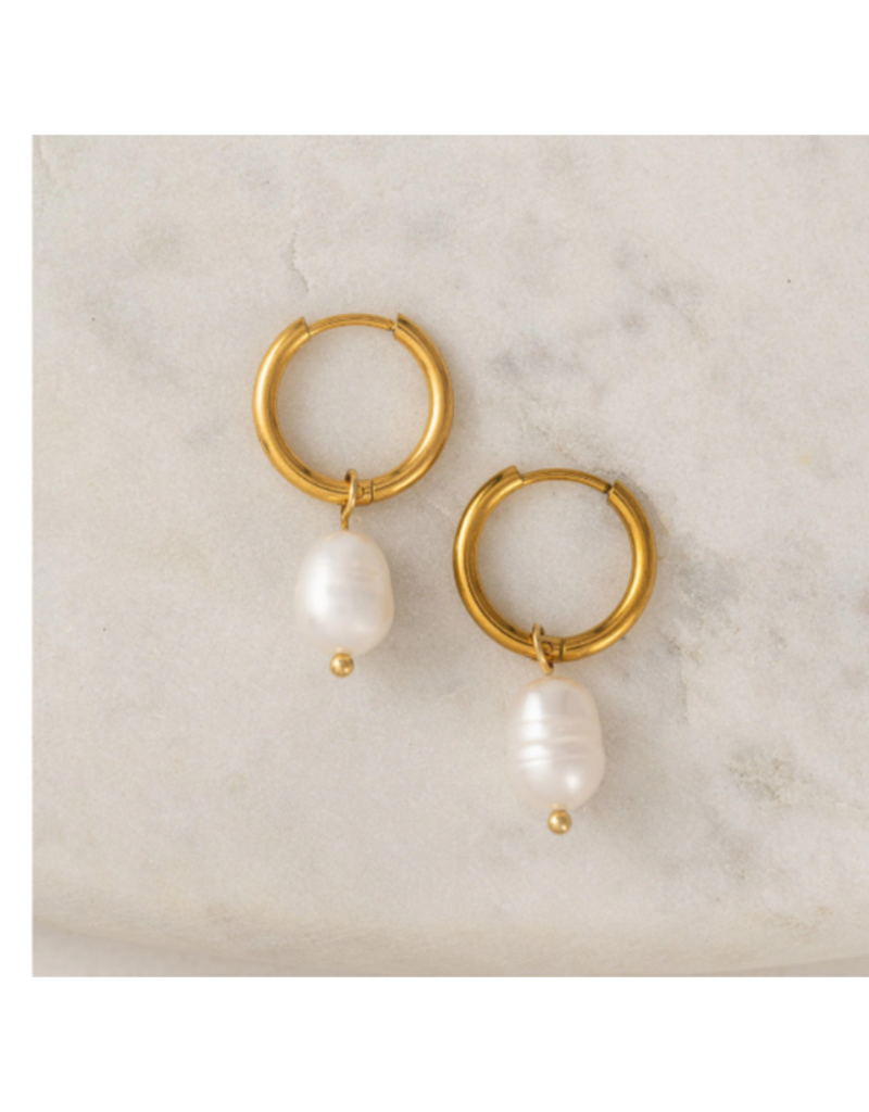 Lover's Tempo Oceane Pearl Hoop Waterproof Earrings by Lover's Tempo