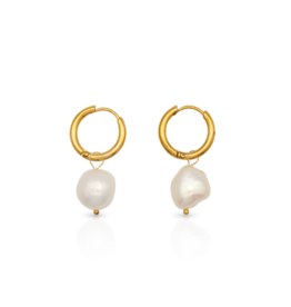 Lover's Tempo Oceane Pearl Hoop Waterproof Earrings by Lover's Tempo