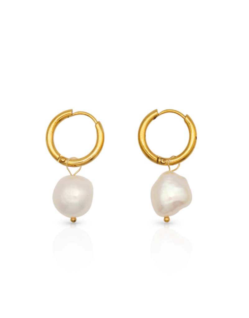 Lover's Tempo Oceane Pearl Hoop Waterproof Earrings by Lover's Tempo