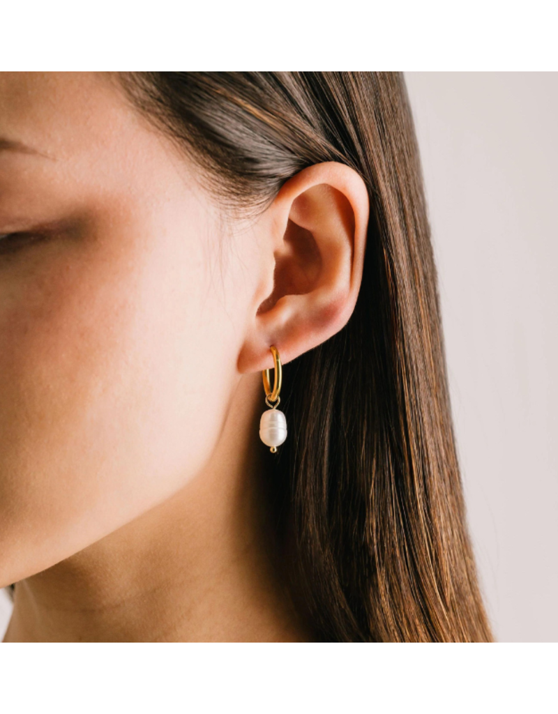 Lover's Tempo Oceane Pearl Hoop Waterproof Earrings by Lover's Tempo
