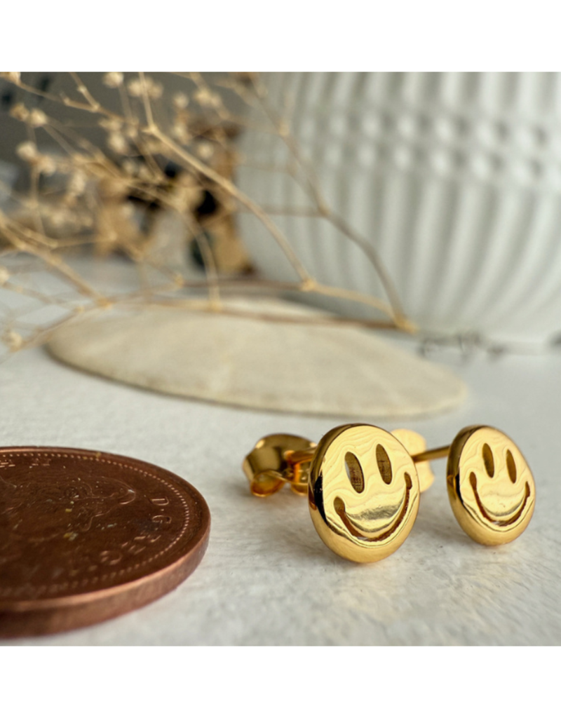 Pika & Bear Don't Worry, Be Happy Face Earrings by Pika & Bear