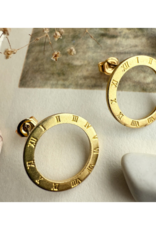 Pika & Bear Samsara Roman Numerals Circle Studs in Raw Brass by Pika & Bear