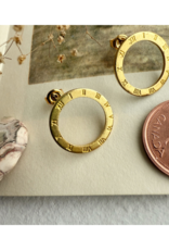 Pika & Bear Samsara Roman Numerals Circle Studs in Raw Brass by Pika & Bear