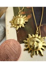 Pika & Bear Surya Sun Face Drop Earrings in Raw Brass by Pika & Bear