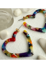 Pika & Bear Wilson Acetate Heart Hoop Earrings in Multi by Pika & Bear
