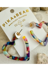 Pika & Bear Wilson Acetate Heart Hoop Earrings in Multi by Pika & Bear