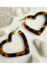Pika & Bear Wilson Acetate Heart Hoop Earrings in Leopard by Pika & Bear