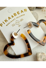 Pika & Bear Wilson Acetate Heart Hoop Earrings in Leopard by Pika & Bear